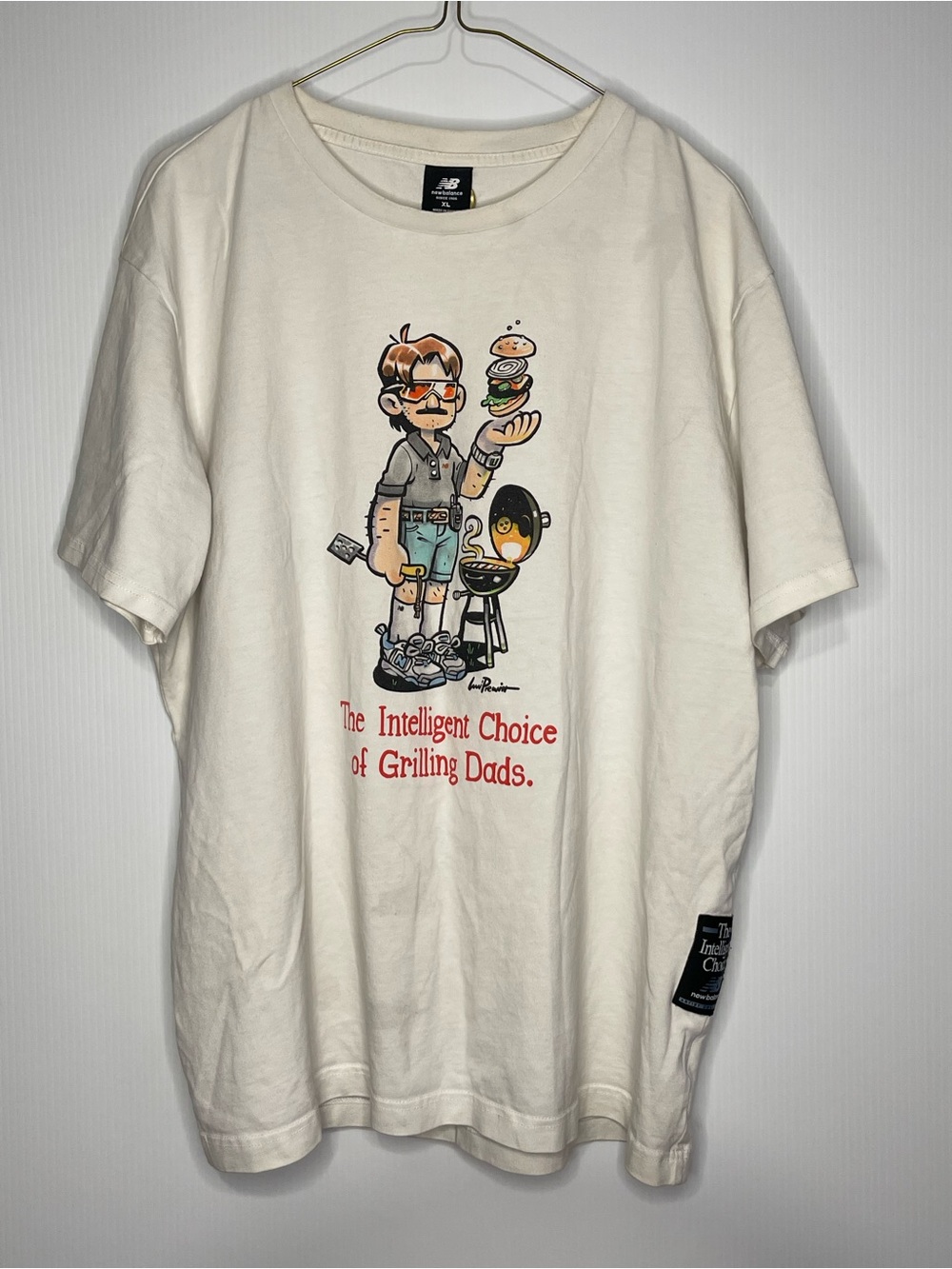 New Balance Cream Graphic Tee with Grilling Dads Illustration